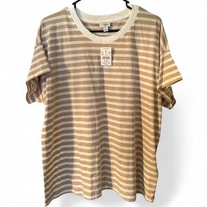 NWT J. Crew Tan and White Striped Tee